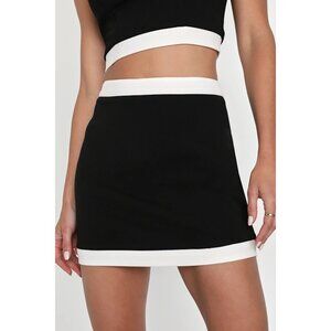 Lulus Totally Sensational Black Color Block Bodycon Mini Skirt Sz Small Black &